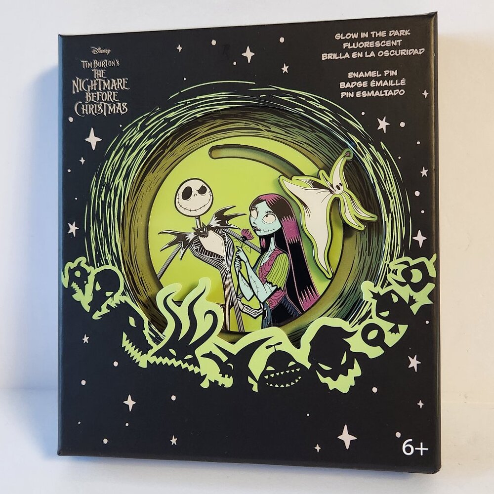 Loungefly Nightmare Before Christmas Glow In The Dark Pin LE 1000 Sliding 3" New